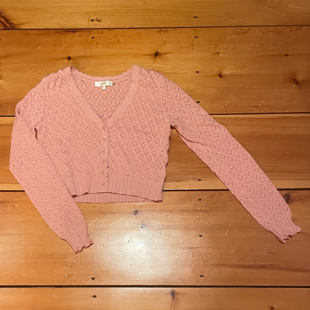 LoveShackFancy Light Pink Heart Janie Cardigan
